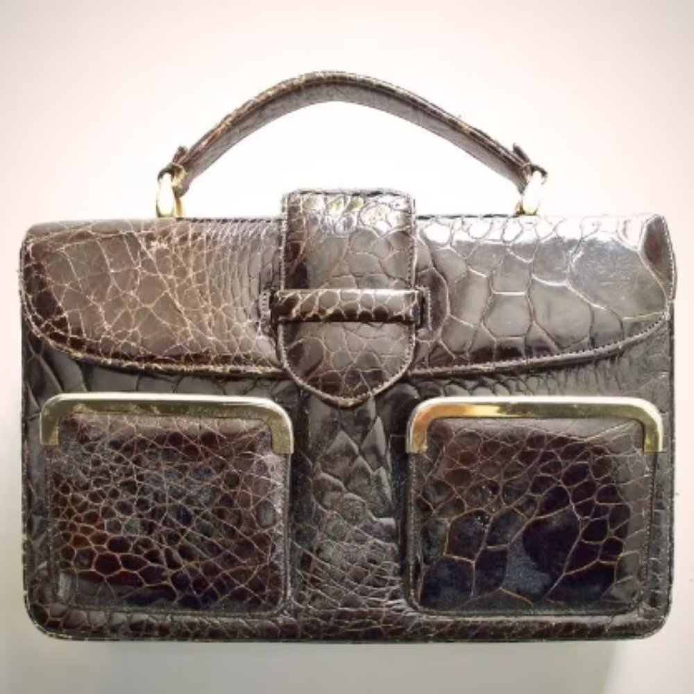Vintage brown crocodile bag 60s